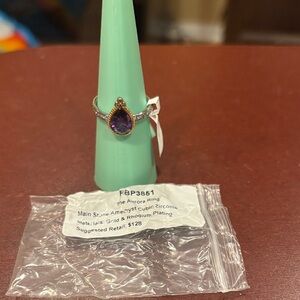 Greek Goddess: Amethyst Cubic Zirconia Ring Gold and Rhodium